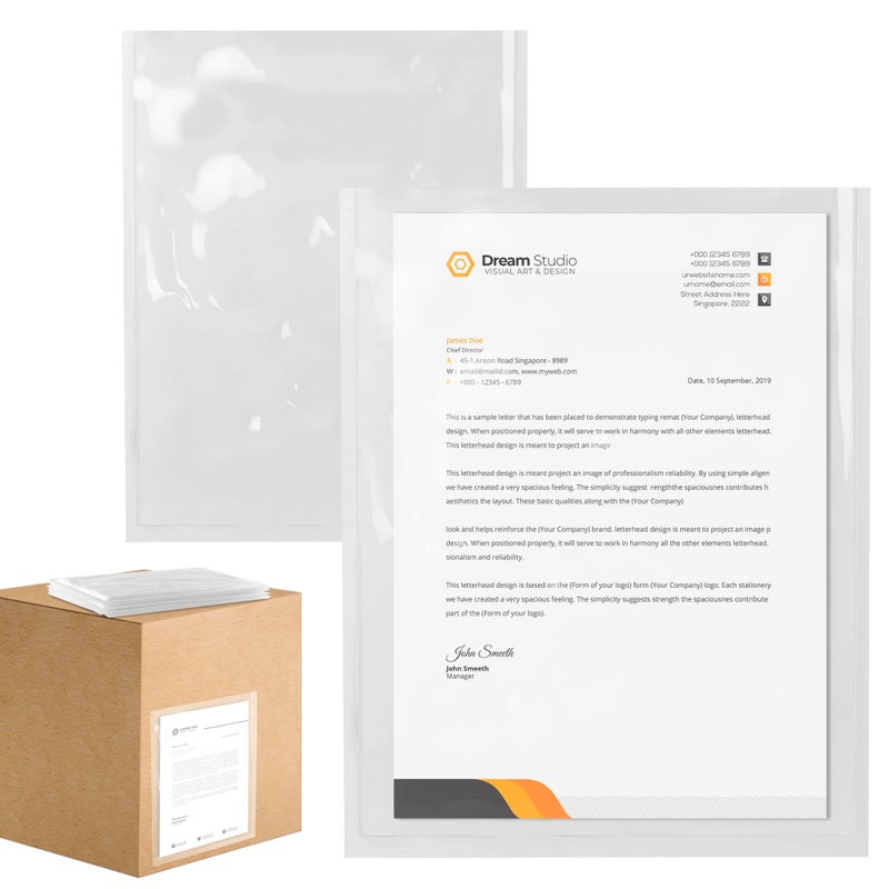 ABC Pack & Supply ABC Packing List Envelopes, 9.5 x 12 Inch. 100 Pack 2 Mil Polyethylene Clear Self Adhesive Shipping Label Sleeves. Plastic Shipping Label Pouches for Invoice and Efficient Order Management - Image 1